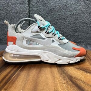 Nike Air‎ Max 270 React Shoes Gray Orange Blue Mesh Lace Up Comfort Mens Size 7